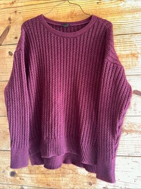 Ann Taylor Apaca/Wool Blend Burgundy Ribbed Sweater